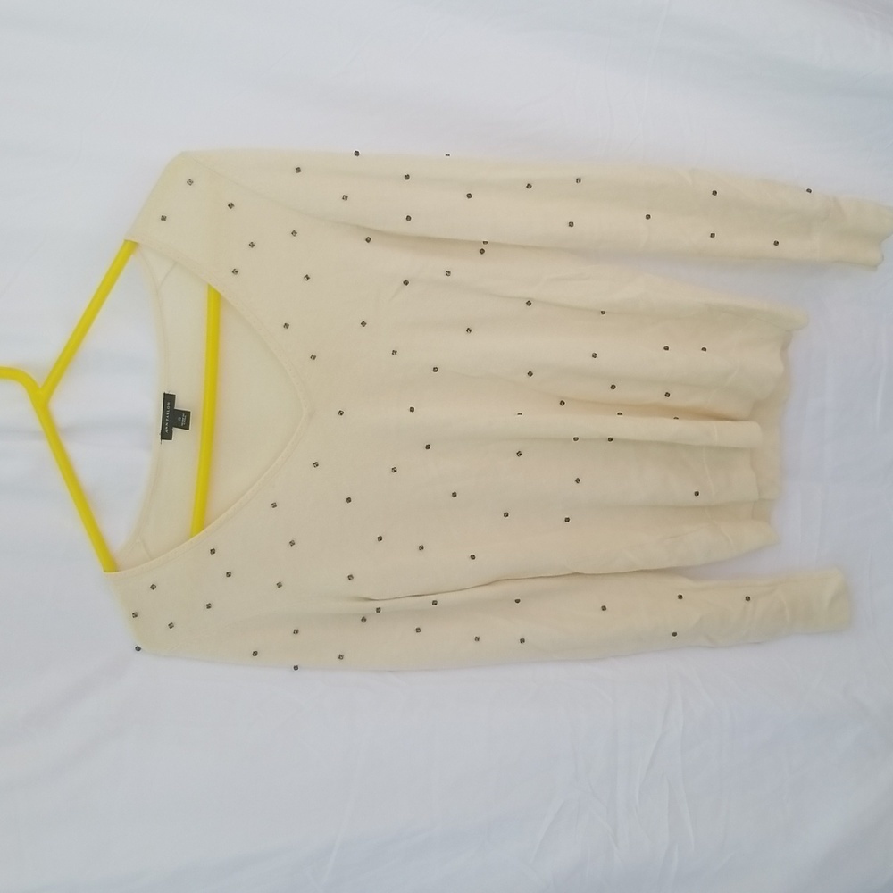 Ann Taylor women's cream sweater with rhinestones size small